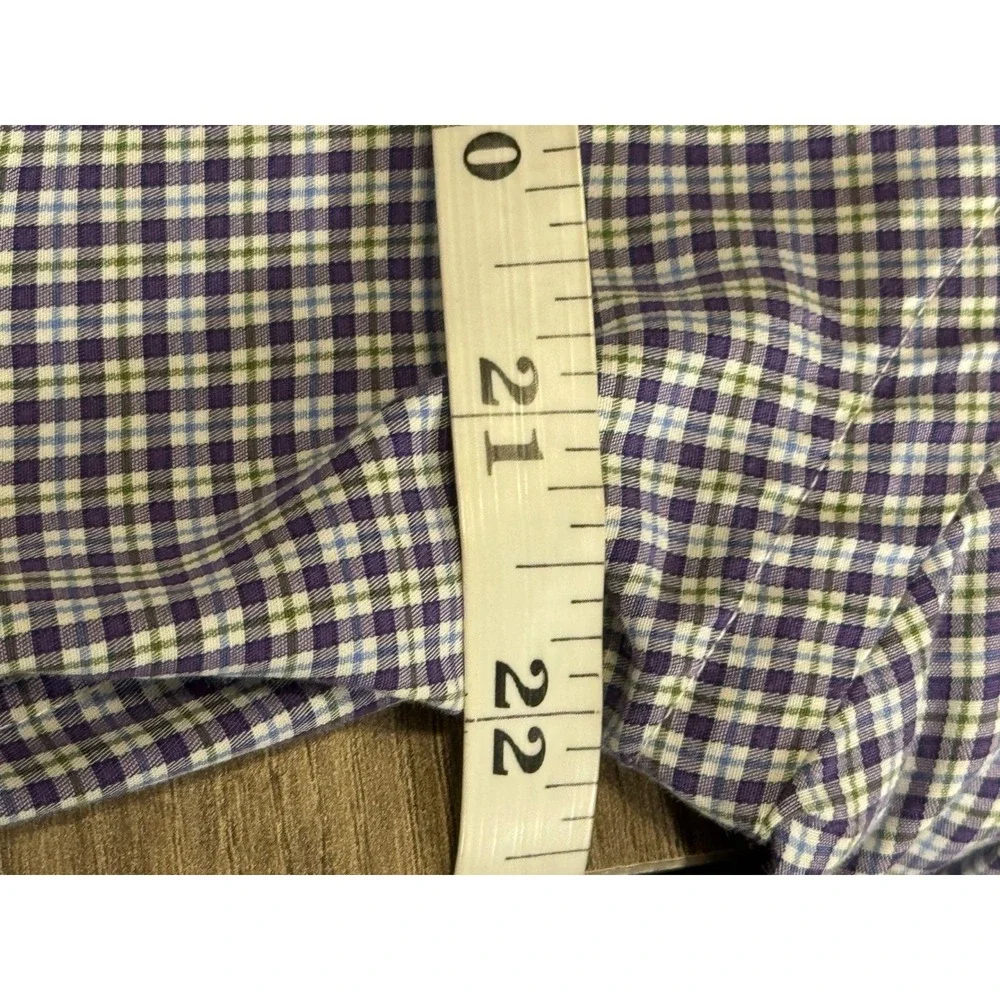 Polo Ralph Lauren Slim Fit Shirt Purple Blue Micro Check‎ Italian Fabric 42 16.5